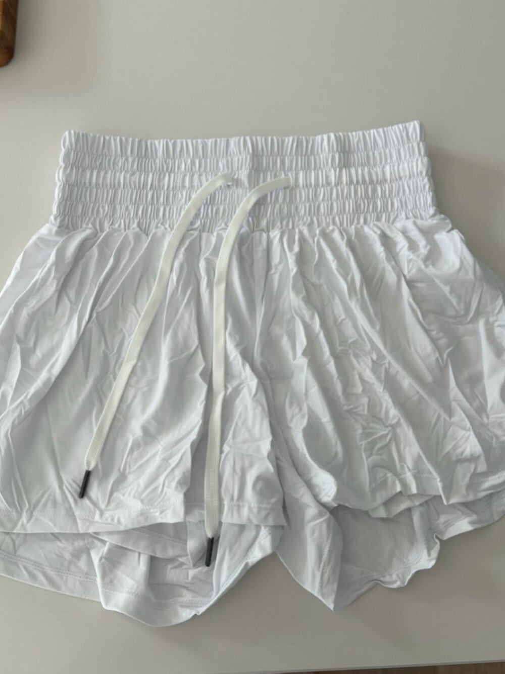Women's White Flowy, High Waist Athletic Shorts with Pocket NWOT